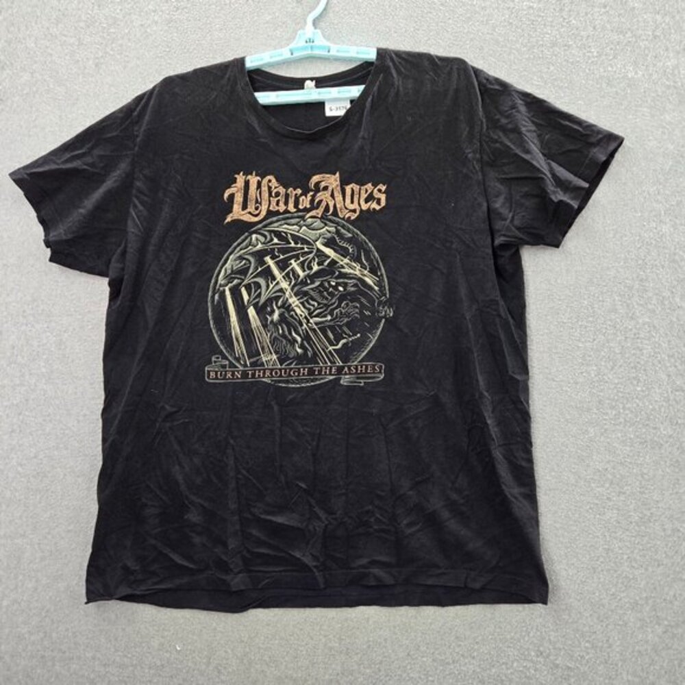 War Of Ages Men Shirt 2XL Black Burn Through The Ashes Demon‎ Graphic Y2K Tee